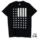 USA Flag 逆 星条旗 スター ロゴ Tシャツ STARS AND STRIPES 国旗 ロゴTシャツ メンズ レディース ユニセックス 黒 ブラック 春...