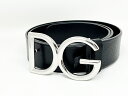 ドルチェ＆ガッバーナ ベルト メンズ D&G レザー 革 ブラック シルバーバックル DG ロゴ DOLCE & GABBANA BC4245 【中古】