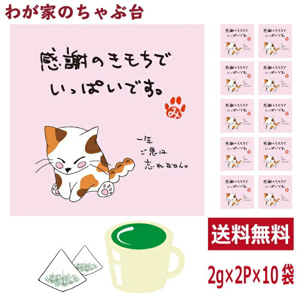 感謝のきもちでいっぱいです 緑茶 ティーバッグ 抹茶入り 10袋セット(1袋2g×2個)　お茶 お徳用 深蒸し茶 ティーパック メッセージ付 送料無料 静岡茶 掛川茶 水出し緑茶 冷茶 茶葉 深むし茶