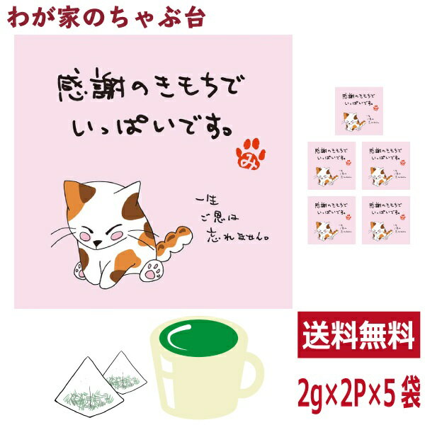 感謝のきもちでいっぱいです 緑茶 ティーバッグ 抹茶入り 5袋セット(1袋2g×2個)　お茶 お徳用 深蒸し茶 ティーパック メッセージ付 送料無料 静岡茶 掛川茶 水出し緑茶 冷茶 茶葉 深むし茶のサムネイル
