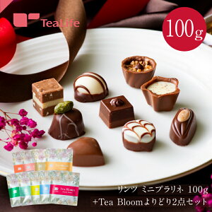 ミニプラリネ100g+Tea Bloomよりどり2点セット ( リンツ Lindt チョコレート チョコ バレンタイン ホワイトデー ギフト プレゼント 贈り物 本命 義理 ルイボスティー 紅茶 ハーブティー ハーバルティー ティーライフ)