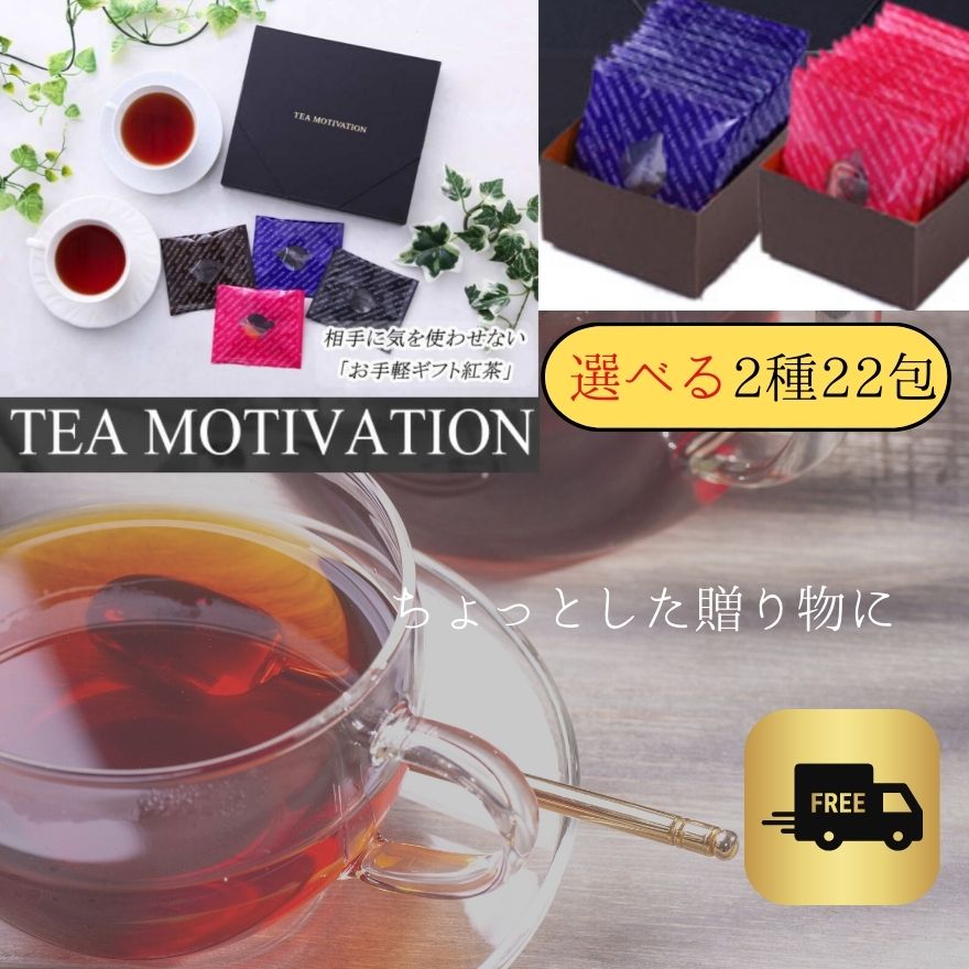 おしゃれな紅茶 【楽天1位】 TEA MOTIVATION 紅茶 ティーバッグ 選べる2種アソート22包入 アールグレイ ダージリン アッサム ももりんご プチギフト 退職祝い 退職 お礼 手土産 挨拶 ギフト包装・手提袋付 出産祝い プチギフト ホワイトデー 母の日