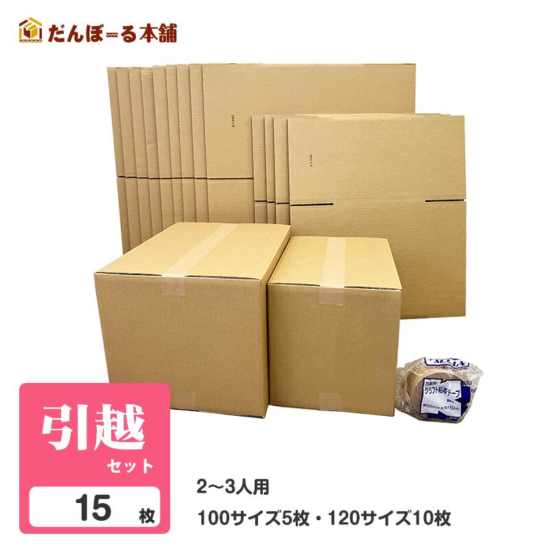 引越セット 2〜3人用 ダンボール 100サイズ×5枚 120サイズ×10枚 クラフトテープ1巻 タチバナ産業 引越し 引っ越し 段ボール ダンボール 日本製 宅配 収納 梱包 強化 発送 配送 特価 送料無料