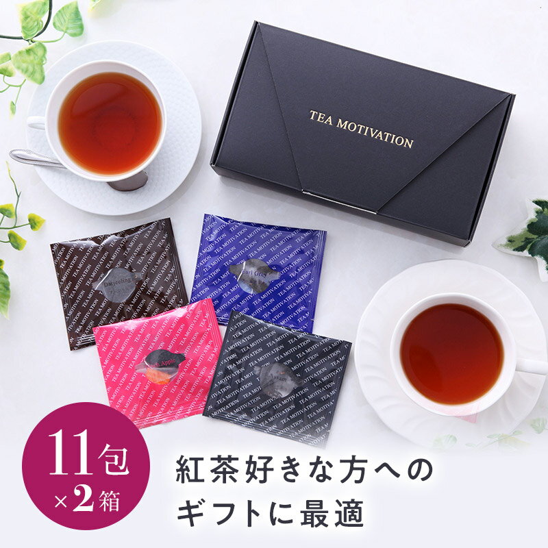 TEA MOTIVATION 紅茶 ギフト ティーバッグ 4種アソート22包入 アールグレイ ダージリン アッサム ももりんご ギフト包装・手提袋付 RSL