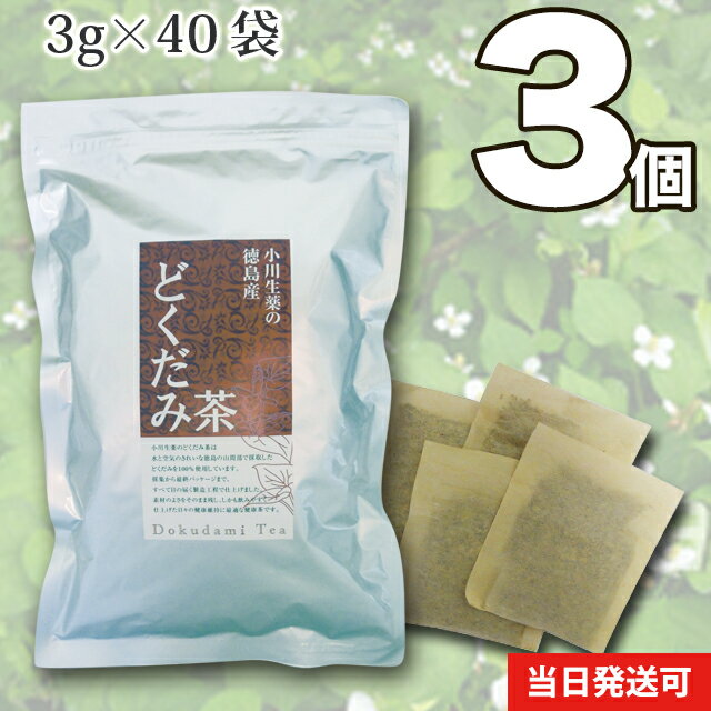 【送料無料】 小川生薬 徳島産どくだみ茶 国産(徳島産) 3g×40袋 無漂白ティーバッグ 3個セット