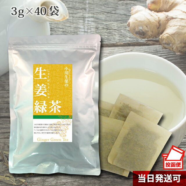 【ポスト投函便送料無料】 小川生薬 生姜緑茶（しょうが緑茶/ショウガ緑茶） 国産 3g×40袋 無漂白ティーバッグのサムネイル