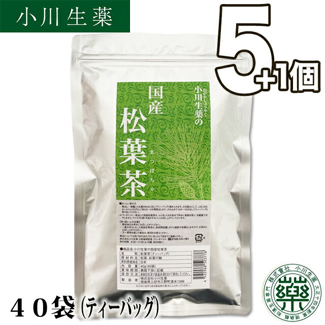 国産松葉茶40袋5個セットさらにもう1個プレゼント小川生薬【国産】【松の葉】【マツバ】【アカマツ】【ティーバッグ】送料無料　松葉