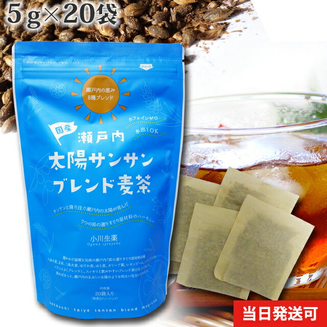 小川生薬 瀬戸内太陽サンサンブレンド麦茶 国産 5g×20袋 無漂白ティーバッグ