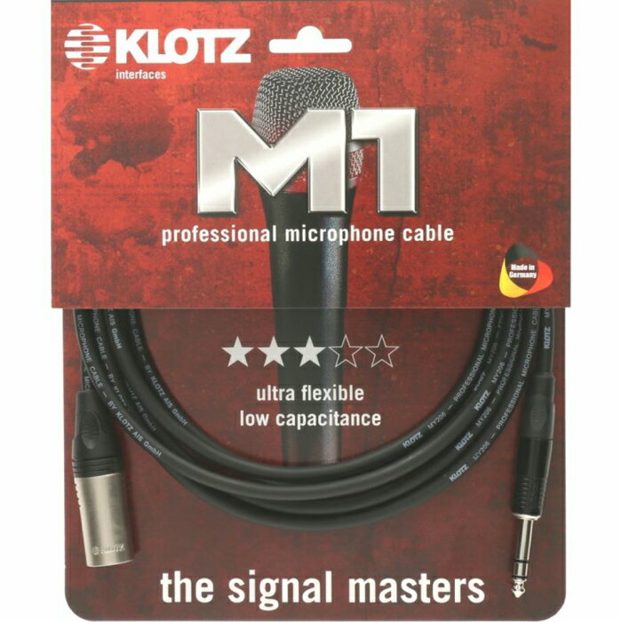 KLOTZ M1 M1MS1K0100 XLR(M)-Phone(TRS)マイクケーブル 1m（国内正規品）