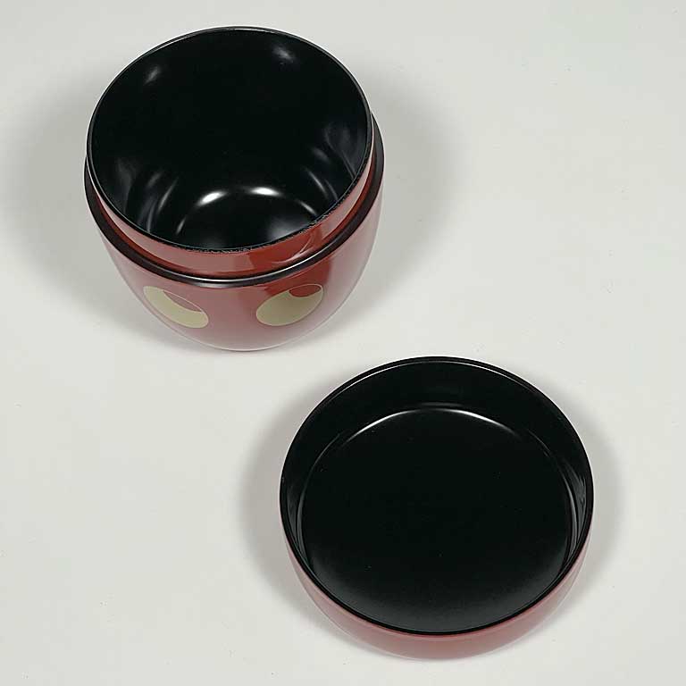 茶道具薄茶器朱塗壷々蒔絵中棗樹脂製
