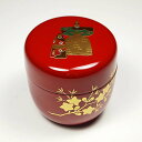 茶道具 茶器 朱塗 立雛蒔絵 中棗 和田寿峰作 桐箱入木製本漆 春向き