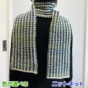 ●編み針セット●毛糸 メイクメイクで編む2色使いのすべり目模様のマフラー 手編みキット オリムパス 無料編み図 編み物キット