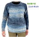 ●編み針セット●メンズ用! アンゴラゴールドバティックで編むゆったりプルオーバー 毛糸 手編みキット 無料編み図 編み物キット アリゼ