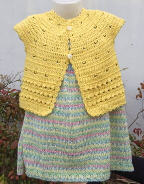 ●編み針セット●-2〜4歳用!オーガニックコットン100%のポームベビーカラーで編む丸ヨークのカーディガン 手編みキット ハマナカ 赤ちゃん 編み図 編みものキット