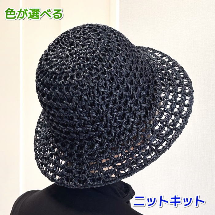 春夏毛糸 エコアンダリヤとネットを使ったレーシー柄の編み付け帽子 手編みキット ハマナカ セット 無..