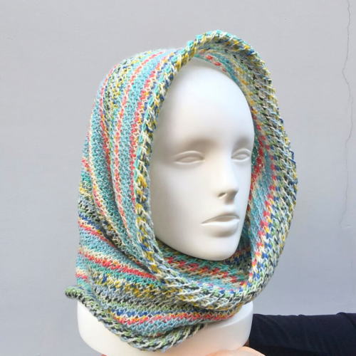 オパール毛糸で編むフードにもなるスヌード 手編みキット Opal毛糸 編み図 編みものキット