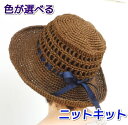 スーパー和紙リボンで編む方眼編みの帽子 手編みキット エクトリー 編み図 編みものキット