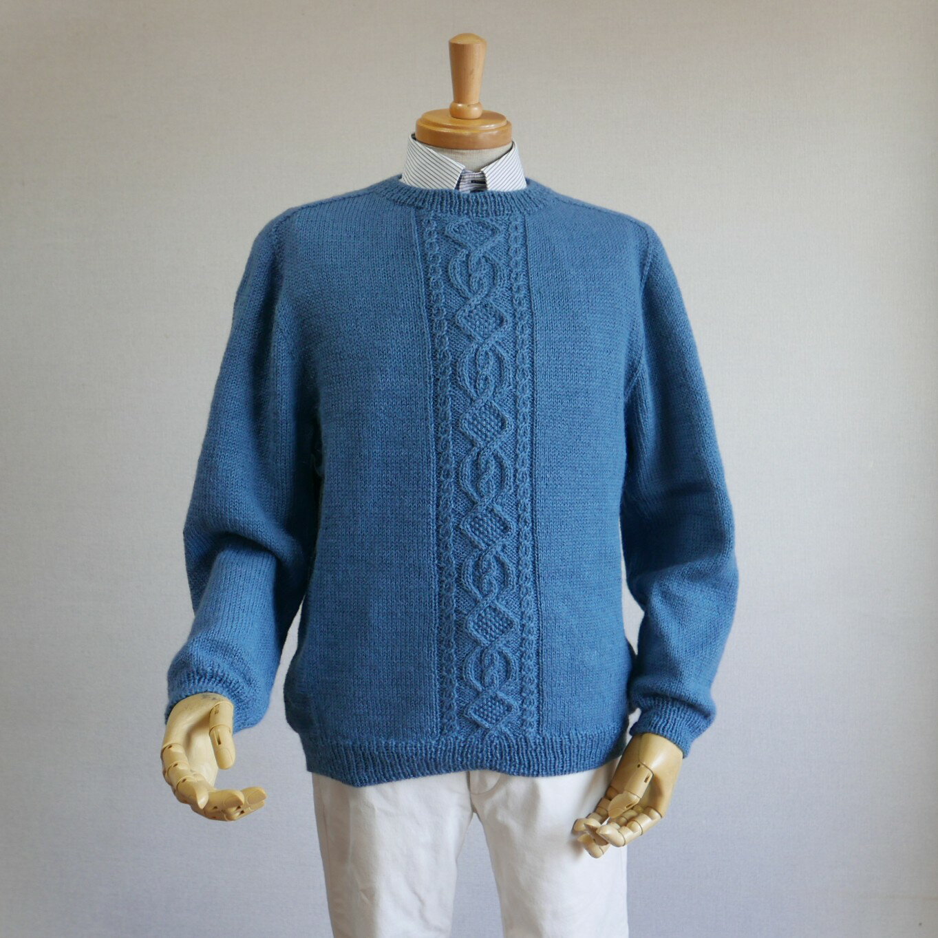 編み図「ミナト」　とても着心地のいい男性用のカジュアル・セーター。編み図はてあみ天国へご注文ください。