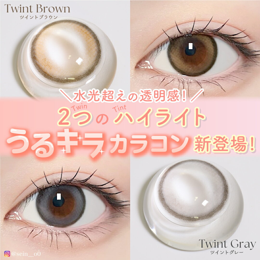 カラコン 1ヶ月 1か月 マンスリー Twint ツイント TeAmo 1month 2枚売り カラーコンタクトレンズ ブラウン グレー 送料無料 度あり 度なし 14.2mm