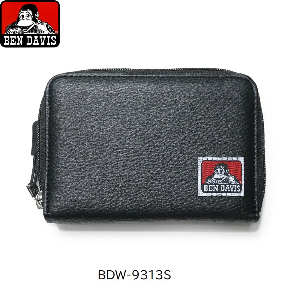 BEN DAVIS 財布 メンズ BEN DAVIS ベンデイビス 二つ折り財布 シボ入り ラウンドファスナー コンパクト 合成皮革 メンズ レディース 合皮 フェイクレザー BDW-9313S