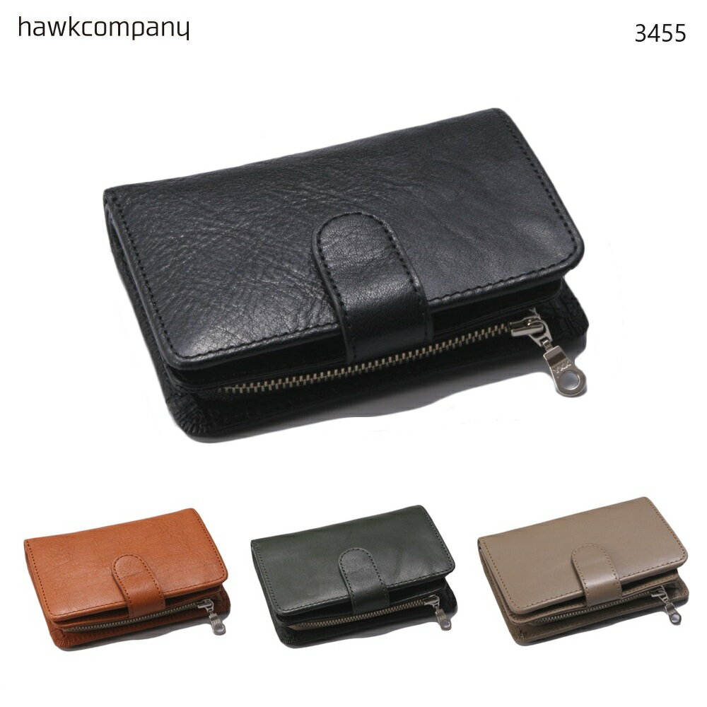 Hawk Company ホークカンパニー 二つ折り財布 イタリアンレザー 本革 財布 メンズ レディース 男女兼用 FAUCON 3455