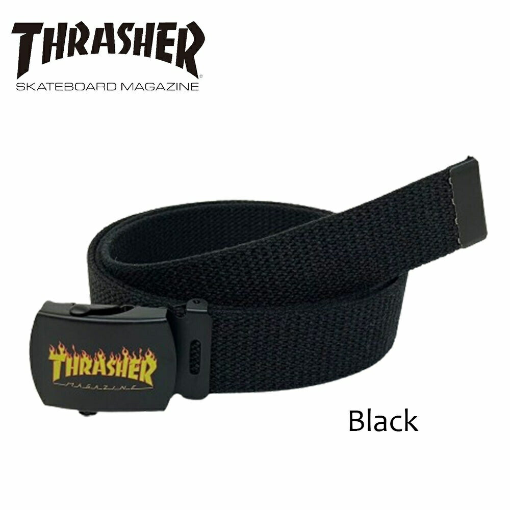 THRASHER スラッシャー ガチャベルト GIベルト 32mm メンズ レディース 作業着ベルト 日本製 コットン レーヨン カラーロゴプリントバックル THR-016