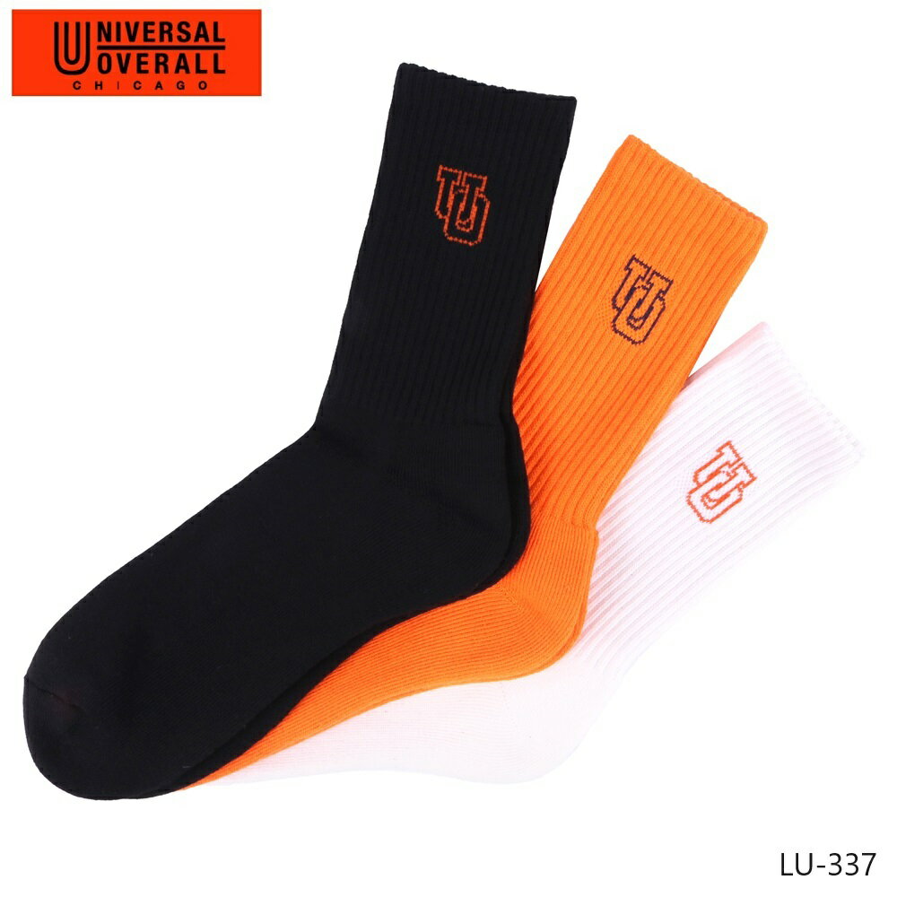 UNIVERSAL OVERALL ユニバーサルオーバーオール メンズ クルーソックス 3足セット コットン 綿 ポリエ..