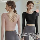ヨガウェア トップス ヨガ ピラティス ウェア ヨガウエア スポーツブラ おしゃれ スポブラ カップ付 長袖 袖付き ヨガブラ レディース 体型カバー ヨガ ウ...