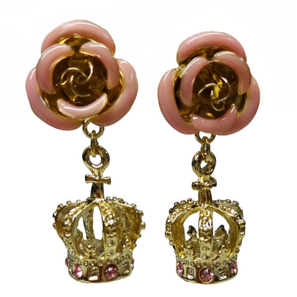 Rakuten - ロリータ 薔薇 王冠 ピンク ローズ クラウン ピアス