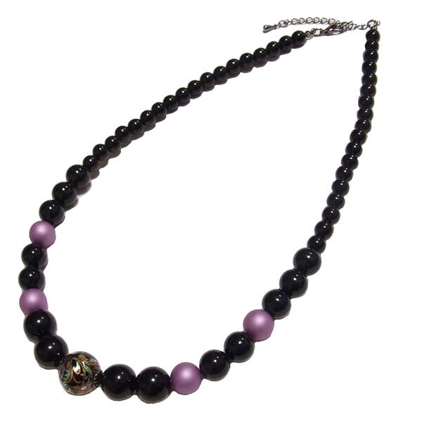 華珠 和 黒珠 紫 ネックレス パープル 和ゴス
