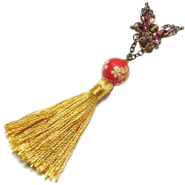 刀剣 金房 蝶 和珠 フリンジ ヘアー クリップ