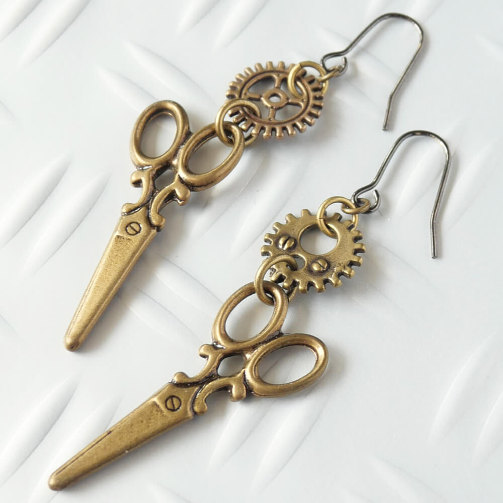 Rakuten - 【steampunk】歯車 スチームパンク ハサミ アシンメトリー ピアス ギア