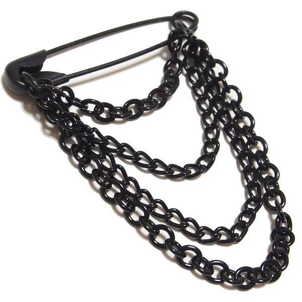 マスクチャーム 黒 安全ピン 4 メタル チェーン メンズ ブラック V系 オカルト