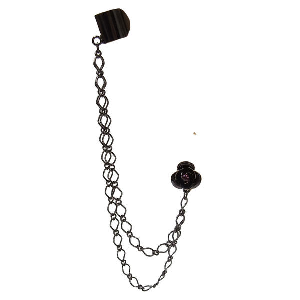 薔薇ピアス＆イヤカフアメジスト紫