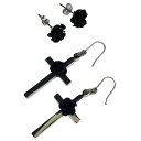 【ゴシックロリータ】薔薇&十字架4コセットピアス(4)