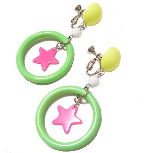 イヤリング カラー リング スター 輪 星 カラフル 90年代