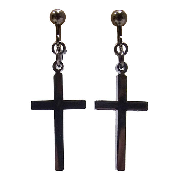 【ゴシック】十字架 クロス ガンメタ イヤリング