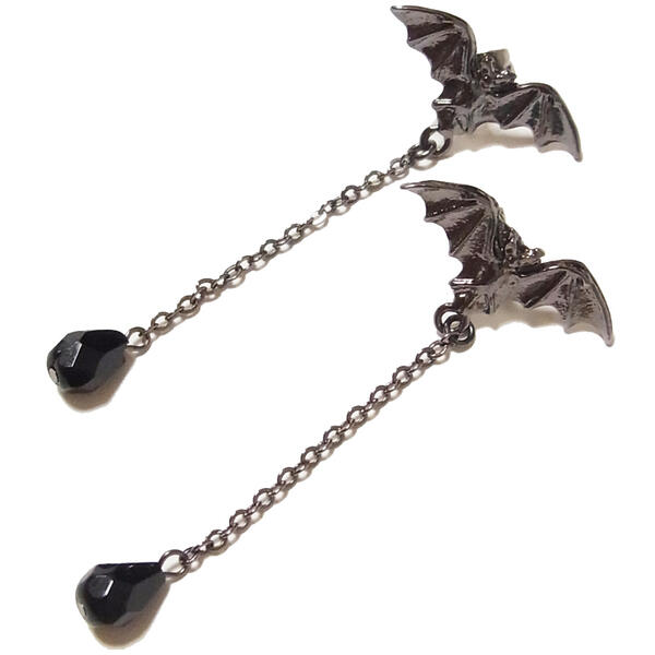 Rakuten - 【ゴシック Halloween】蝙蝠 ロング チェーン ピアス ハロウィン