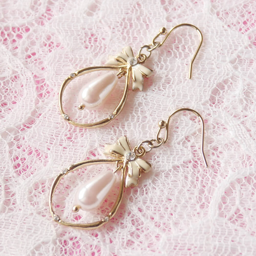 Rakuten - リボン パール シズク ピアス