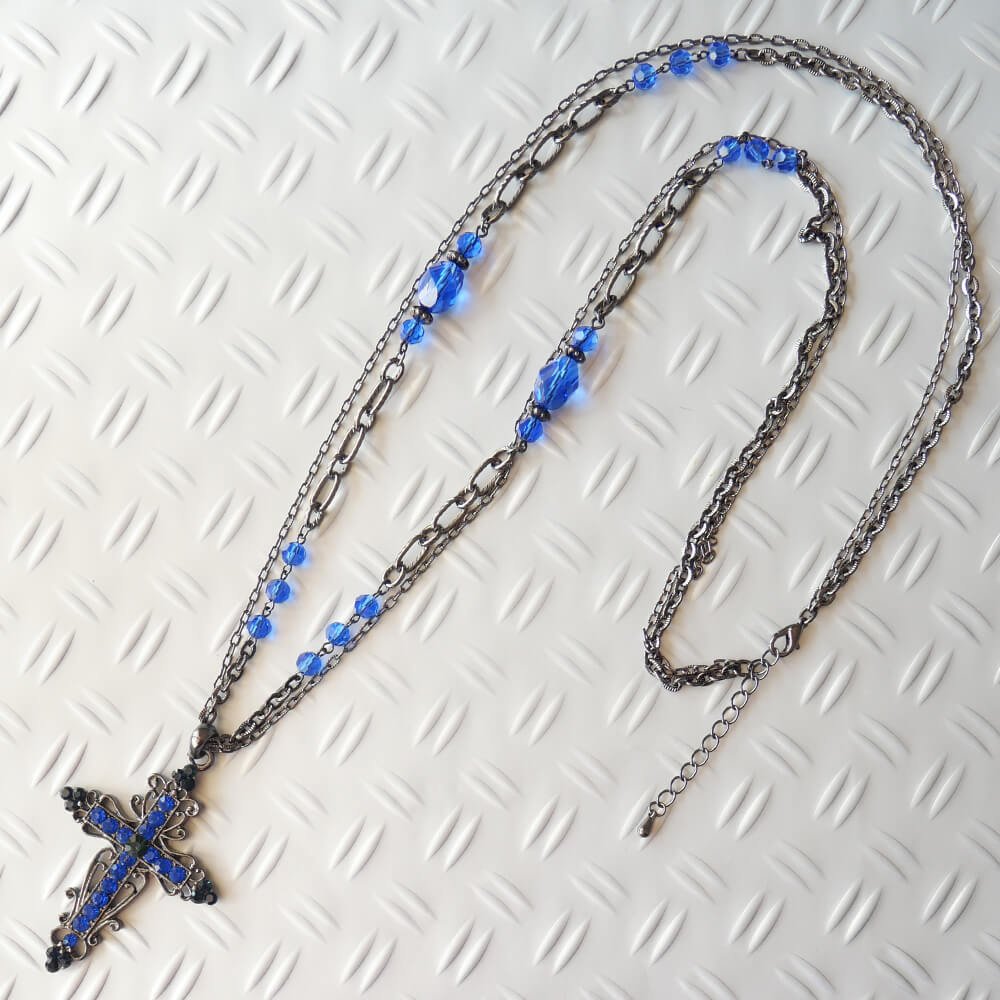 楽天市場】クロス ネックレス ブルーの通販