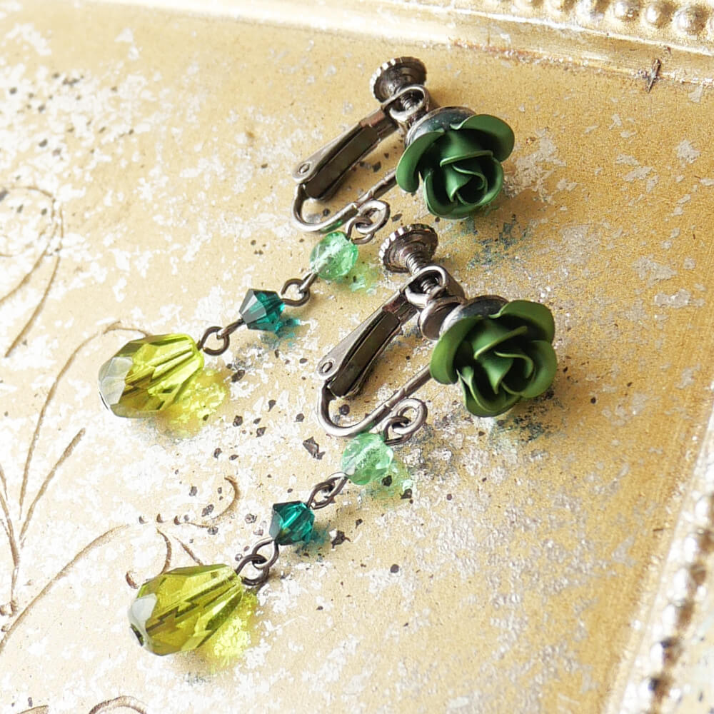 楽天市場】グリーン 緑（モチーフ花）（イヤリング｜レディース