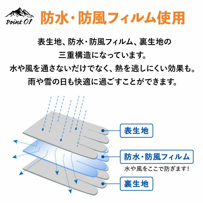 防水 防風 ロングカフス 手袋 メンズ Adi...の紹介画像3