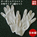 【土日限定 P5倍】 オーガニックコットン手袋 女性 6組セット 今治タオル綿100% 日本製 無漂白 無染色 未晒 GOTS アトピー アレルギー 手指消毒手...