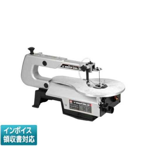 SSC-400PE卓上糸鋸盤400mm木工の細かい曲線切断、細工切断に最適です50mmまでの木材の曲線切断、円切り作業振動や騒音が少ない設計ですエアーブロー機能付きで、スミ線が見やすく、テーブルが45度傾斜するため、斜めの切断もできますフトコロ寸法400mm、糸鋸刃の取り付け方向を変えることで、横方向から木材を入れられるため、長尺の木材の切断もできます木材の跳ね上がりを抑えるプッシャー付で、集塵機接続口に、お手持ちの集塵機を接続すれば、粉塵の少ない快適な切断作業ができます糸鋸刃は両端にピンのついたピンエンドタイプが使え、付属のアダプター2個を使うことでピン無し糸鋸刃も使用できます(取り付け時に便利なゲージ付きです)●消費電力：90W・消費電流：1.0A●無負荷回転数：1500/1600min-1(50/60Hz)●ストローク幅：18mm・最大切断厚：50mm●フトコロ寸法：400mm・テーブル寸法：250×410mm●テーブル傾斜角度：45度・電源コード長：2.0m●本体寸法：約全長630×幅250×高さ325mm●本体質量：約11kg材質●商品サイズ（mm）250×325×630●重量（g）11000