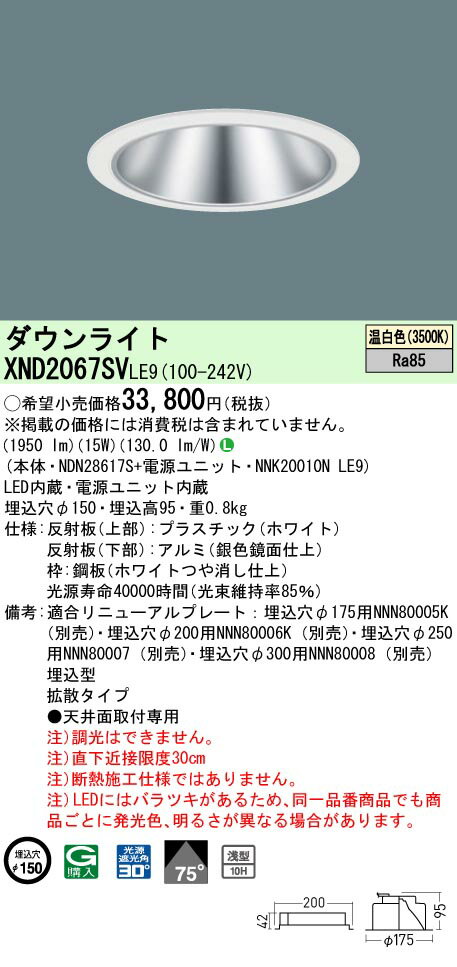[ˡ�͸���] XND2067SV LE9 �ѥʥ��˥å� ŷ������� LED ���� ������饤�� [ XND2067SVLE9 ]