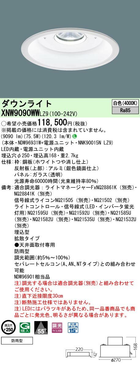 [ˡ�͸���] XNW9090WW LZ9 �ѥʥ��˥å� ŷ������� LED �� �����ѥ�����饤�� [ XNW9090WWLZ9 ]