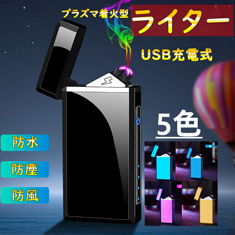 電子ライター USB充電式 プラズマ 電気 usb ライター 小型 充電式 ガス・オイル不要 防風 軽量 薄型 プレゼント クリスマス 誕生日 プレゼント ギフト