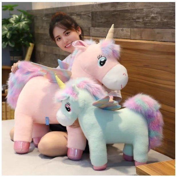 ぬいぐるみ ユニコーン 人形 3色 ふわふわ髪 フライ馬 おもちゃ 子供 プレゼント クリスマス ギフトの商品画像 3