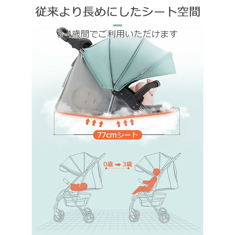 ベビーカー ワンタッチ収納 両対面 0〜4歳 安全 耐荷重75kg 日よけ サンシェード 折りたたみ リクライニング ベビー用品 赤ちゃん メッシュ お出かけ アウトドア