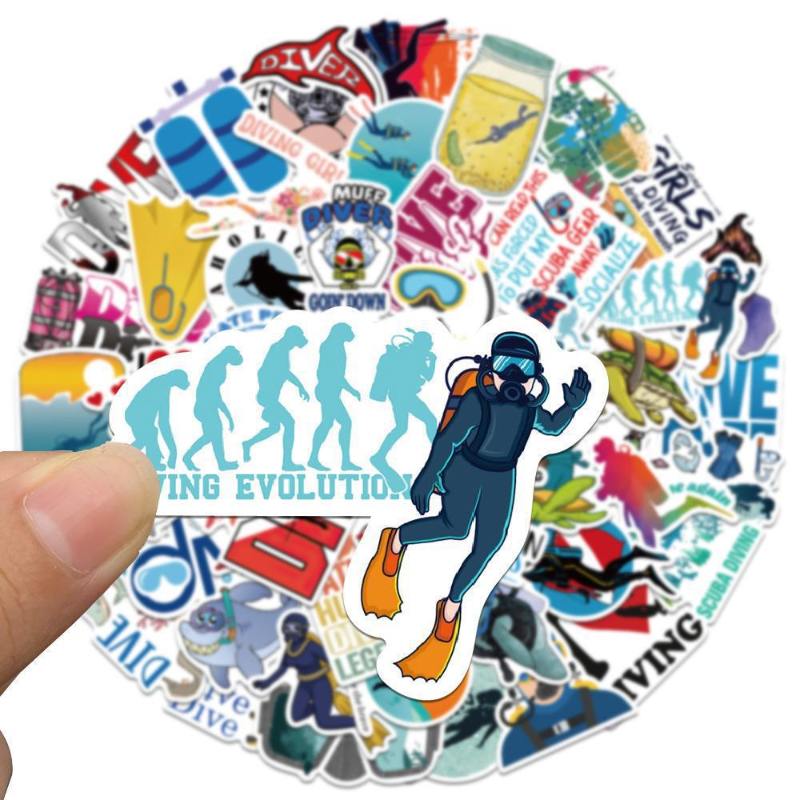 ステッカー 50枚 ダイビングステッカー シール スキューバ 防水 マリンスポーツ 落書きシール ステッカ..